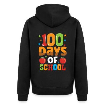 100 jours d’école Drôle d’équipe Dictons doux - Veste à capuche bio Premium Unisexe - noir - Dos - Nico (187cm)