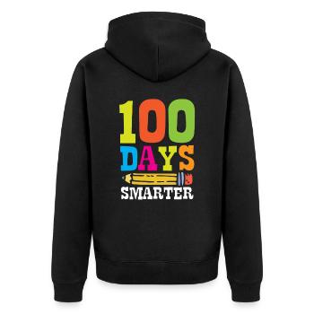100 Tage Schlauer Sprüche Lustig Süß Team - Unisex Premium Bio Zip Hoodie - Schwarz - Hinten - Nico (187cm)