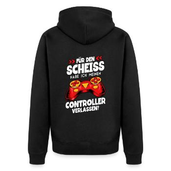 Zocken Gaming - Unisex Premium Bio Zip Hoodie - Schwarz - Hinten - Nico (187cm)