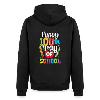 Happy 100 School Day Sweet Team 100 Days - Unisex Premium Organic Zip Hoodie - black - Back - Nico (187cm)
