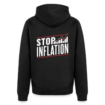 Stop Inflation Stagflation Money Printing Humor - Unisex Premium Organic Zip Hoodie - black - Back - Nico (187cm)