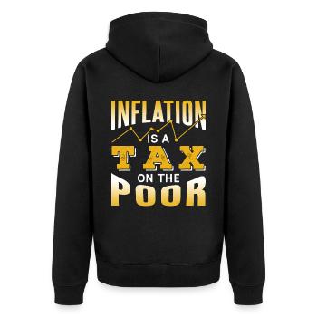 Inflation is a tax on the poor humor - Unisex Premium Organic Zip Hoodie - black - Back - Nico (187cm)