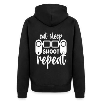 Photography Camera Lens EatSleepPhotography Camera - Unisex Premium Bio Zip Hoodie - Schwarz - Hinten - Nico (187cm)