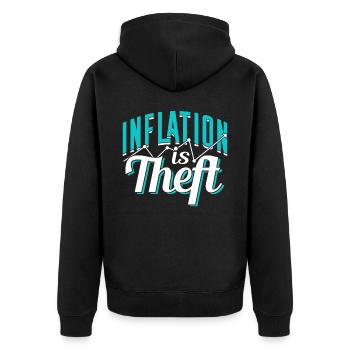 Inflation Ist Raub Humor Stagflation Gelddrucken - Unisex Premium Bio Zip Hoodie - Schwarz - Hinten - Nico (187cm)