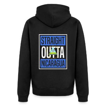 Straight Outta Nicaragua - Unisex Premium Bio Zip Hoodie - Schwarz - Hinten - Nico (187cm)