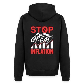 Stops The Great Inflation Humor Stagflation - Unisex Premium Organic Zip Hoodie - black - Back - Nico (187cm)