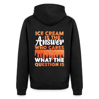 Ice Cream Ice Cream Is The Answer - Unisex Premium Bio Zip Hoodie - Schwarz - Hinten - Nico (187cm)