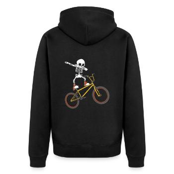 Dabbing Skeleton BMX - Unisex Premium Bio Zip Hoodie - Schwarz - Hinten - Nico (187cm)