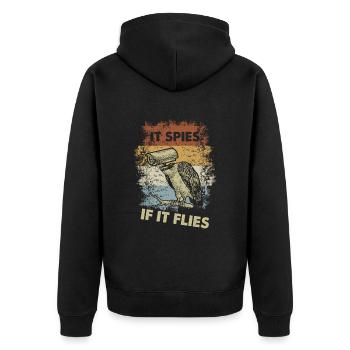Vintage Spy Surveillance Birds Arent Real - Unisex Premium Organic Zip Hoodie - black - Back - Nico (187cm)