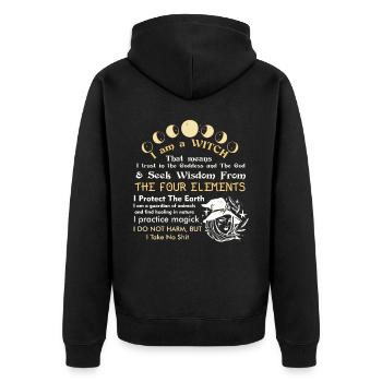 Ich bin eine Hexenpagan Witch Affirmation Occult W - Unisex Premium Bio Zip Hoodie - Schwarz - Hinten - Nico (187cm)