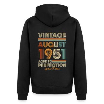 Vintage Aged To Perfection August 1951 - Unisex Premium Organic Zip Hoodie - black - Back - Nico (187cm)