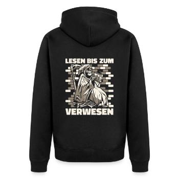 Bookworm Bookworm Book Reading - Unisex Premium Organic Zip Hoodie - black - Back - Nico (187cm)