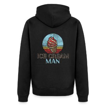 Ice Cream Boy Cone Sundae Retro - Unisex Premium Bio Zip Hoodie - Schwarz - Hinten - Nico (187cm)