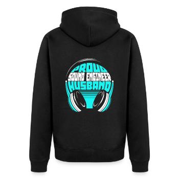 Tontechniker Sound Audio Engineer - Unisex Premium Bio Zip Hoodie - Schwarz - Hinten - Nico (187cm)