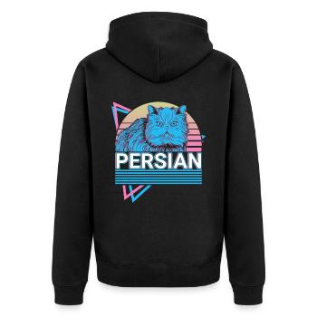 Perserkatze Retro - Unisex Premium Bio Zip Hoodie - Schwarz - Hinten - Nico (187cm)