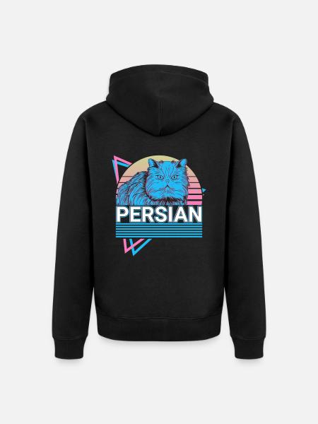 Perserkatze Retro - Unisex Premium Bio Zip Hoodie - Schwarz