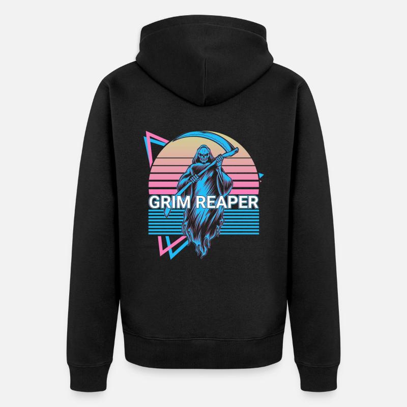 Sensenmann Retro - Unisex Premium Bio Zip Hoodie - Schwarz