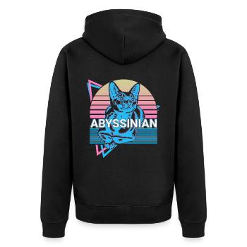 Chat Abyssin Rétro - Veste à capuche bio Premium Unisexe - noir - Dos - Nico (187cm)