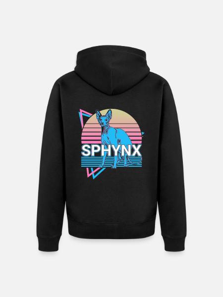 Sphynx Chat Rétro - Veste à capuche bio Premium Unisexe - noir