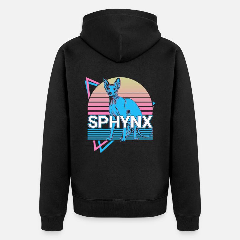 Sphynx Katze Retro - Unisex Premium Bio Zip Hoodie - Schwarz