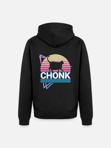 Chonk Cat Retro - Unisex Premium Organic Zip Hoodie - black