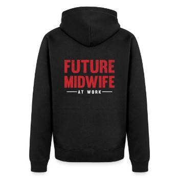 Hebamme Geburtshelfer - Unisex Premium Bio Zip Hoodie - Schwarz - Hinten - Nico (187cm)