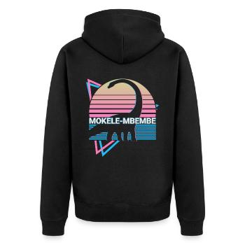 Mokele-mbembe Cryptide Cryptozoology Retro - Unisex Premium Organic Zip Hoodie - black - Back - Nico (187cm)
