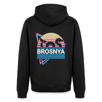 Brosnya Kryptide Kryptozoologie Retro - Unisex Premium Bio Zip Hoodie - Schwarz - Hinten - Nico (187cm)