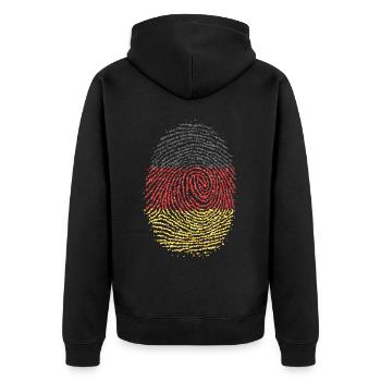 German Germany German fingerprint flag - Unisex Premium Organic Zip Hoodie - black - Back - Nico (187cm)