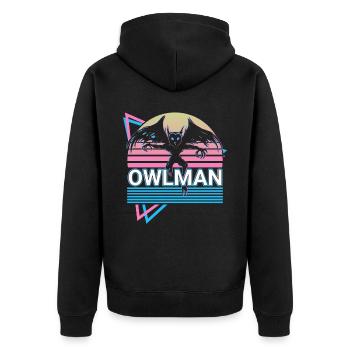 Eulenmann Kryptide Kryptozoologie Retro - Unisex Premium Bio Zip Hoodie - Schwarz - Hinten - Nico (187cm)
