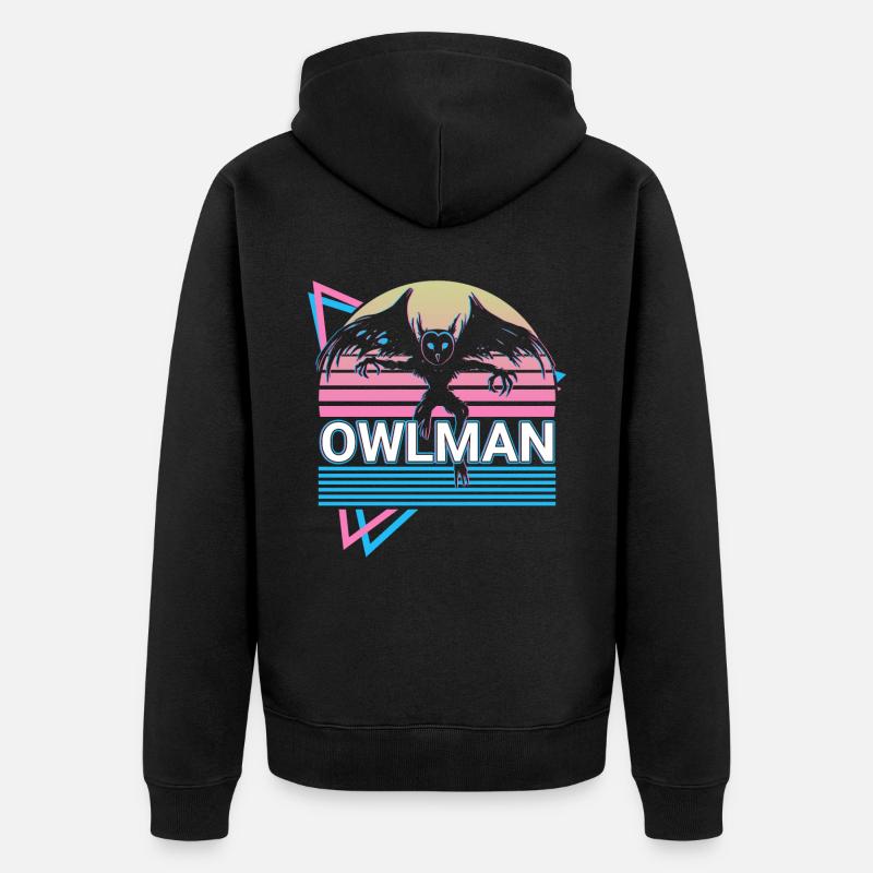 Eulenmann Kryptide Kryptozoologie Retro - Unisex Premium Bio Zip Hoodie - Schwarz