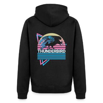 Donnervogel Kryptide Kryptozoologie Retro - Unisex Premium Bio Zip Hoodie - Schwarz - Hinten - Nico (187cm)