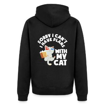 Katze Hobby Freizeit Haustier Geschenk - Unisex Premium Bio Zip Hoodie - Schwarz - Hinten - Nico (187cm)