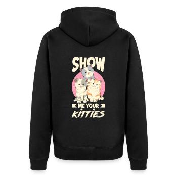 Katzen - Unisex Premium Bio Zip Hoodie - Schwarz - Hinten - Nico (187cm)