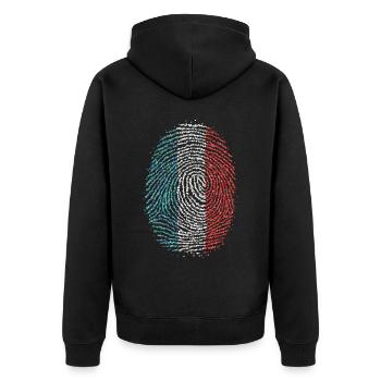 Frankreich Franzose Französin Fingerabdruck Flagge - Unisex Premium Bio Zip Hoodie - Schwarz - Hinten - Nico (187cm)