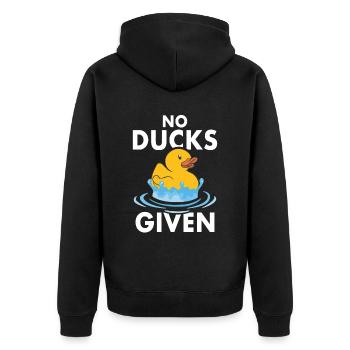 No Ducks Given Enten Wortspiel Quietscheenten - Unisex Premium Bio Zip Hoodie - Schwarz - Hinten - Nico (187cm)