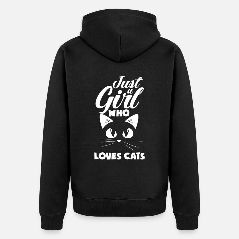 Katze Katzen Mädchen - Unisex Premium Bio Zip Hoodie - Schwarz