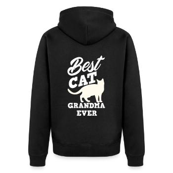 Katze Katzen Großmutter - Unisex Premium Bio Zip Hoodie - Schwarz - Hinten - Nico (187cm)