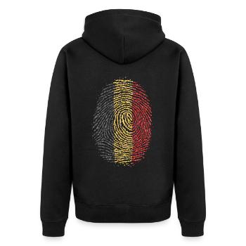 Belgium Belgian Belgian Fingerprint Flag - Unisex Premium Organic Zip Hoodie - black - Back - Nico (187cm)