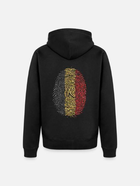Belgique Belgian Belgian Empreinte Digitale Flag - Veste à capuche bio Premium Unisexe - noir