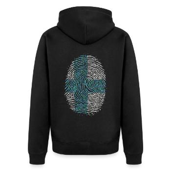 Finland Finnish Finnish Fingerprint Flag - Unisex Premium Organic Zip Hoodie - black - Back - Nico (187cm)