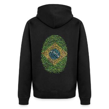 Brasilien Brasilianisch Fingerabdruck Flagge - Unisex Premium Bio Zip Hoodie - Schwarz - Hinten - Nico (187cm)