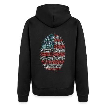 Vereinigte Staaten USA Amerika Fingerabdruck - Unisex Premium Bio Zip Hoodie - Schwarz - Hinten - Nico (187cm)