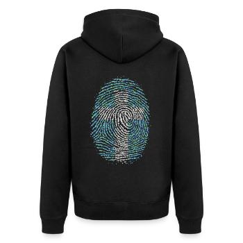 Jesus Christlich Christ Fingerabdruck Kreuz - Unisex Premium Bio Zip Hoodie - Schwarz - Hinten - Nico (187cm)