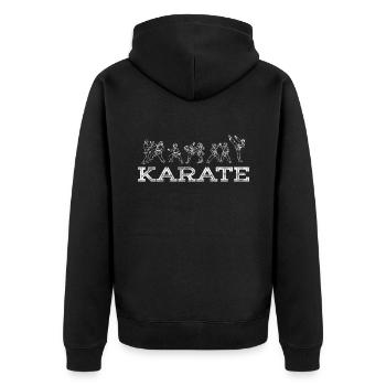 Karate Kampfsport Karateka Japan Kampfkunst - Unisex Premium Bio Zip Hoodie - Schwarz - Hinten - Nico (187cm)
