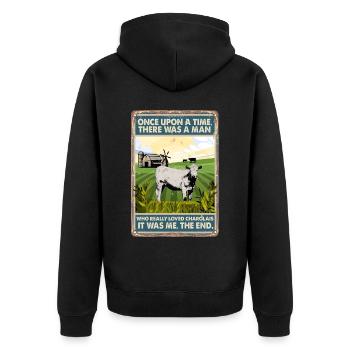 Kuhrasse Liebte Charolais - Unisex Premium Bio Zip Hoodie - Schwarz - Hinten - Nico (187cm)