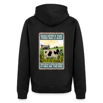 Cow Loved Holsteins - Unisex Premium Organic Zip Hoodie - black - Back - Nico (187cm)
