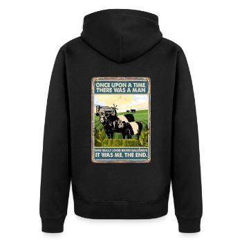 Cow Loved Belted Galloways - Unisex Premium Organic Zip Hoodie - black - Back - Nico (187cm)
