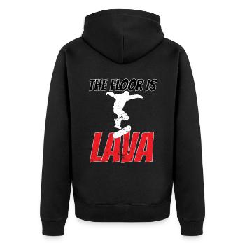Der Boden ist Lava -Skateboard -Skateboarder -Zita - Unisex Premium Bio Zip Hoodie - Schwarz - Hinten - Nico (187cm)