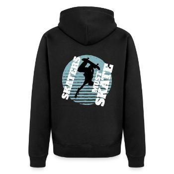 Skater müssen Retro -Skateboard -Skateboarder skat - Unisex Premium Bio Zip Hoodie - Schwarz - Hinten - Nico (187cm)